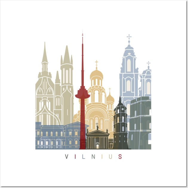 Vilnius skyline poster Wall Art by PaulrommerArt